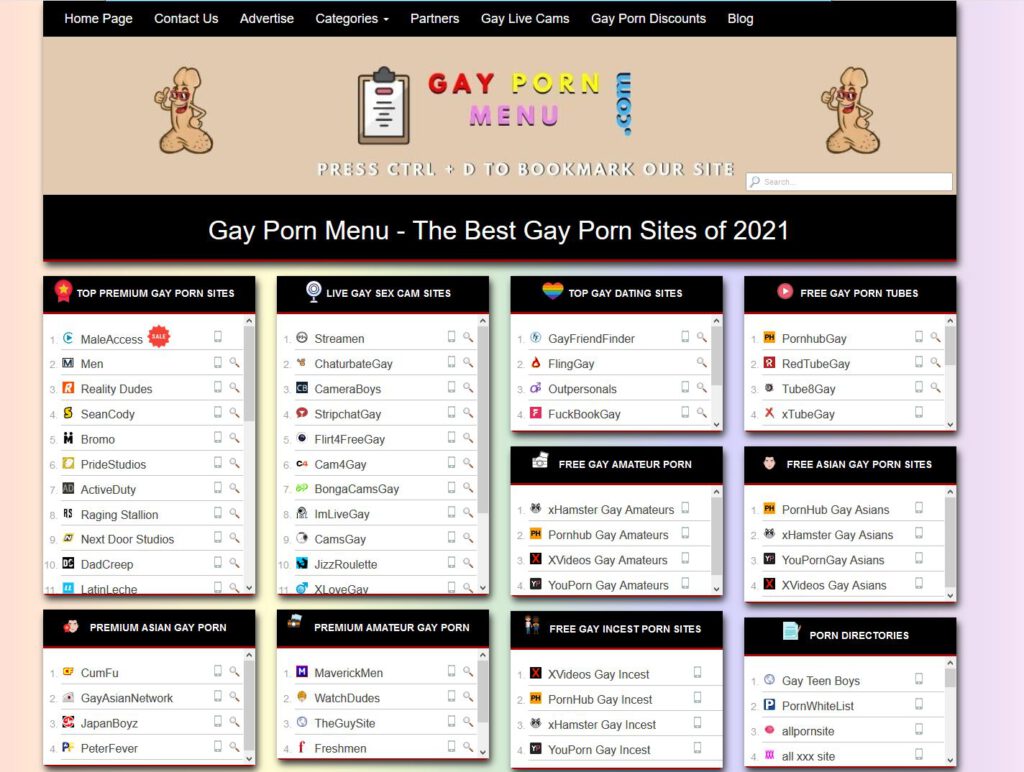 Gay Porn Menu Home Page